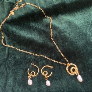 J. Crew Gold & Pearl Necklace Set